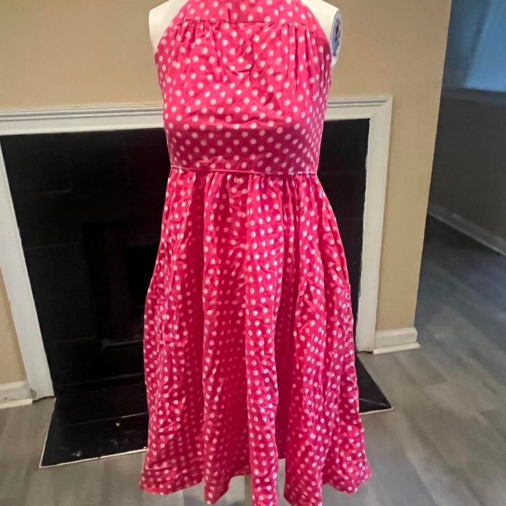 Pink with white polka dot halter dress Pinup Dainty Cottagecore
